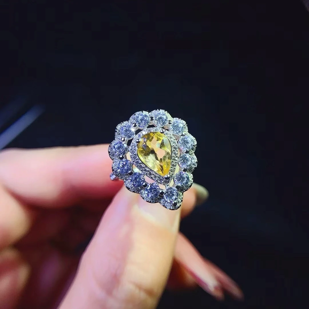 KJJEAXCMY New Natural Topaz Ring S925 silver , electroplated locking color process, high clarity Full of luster Support testing