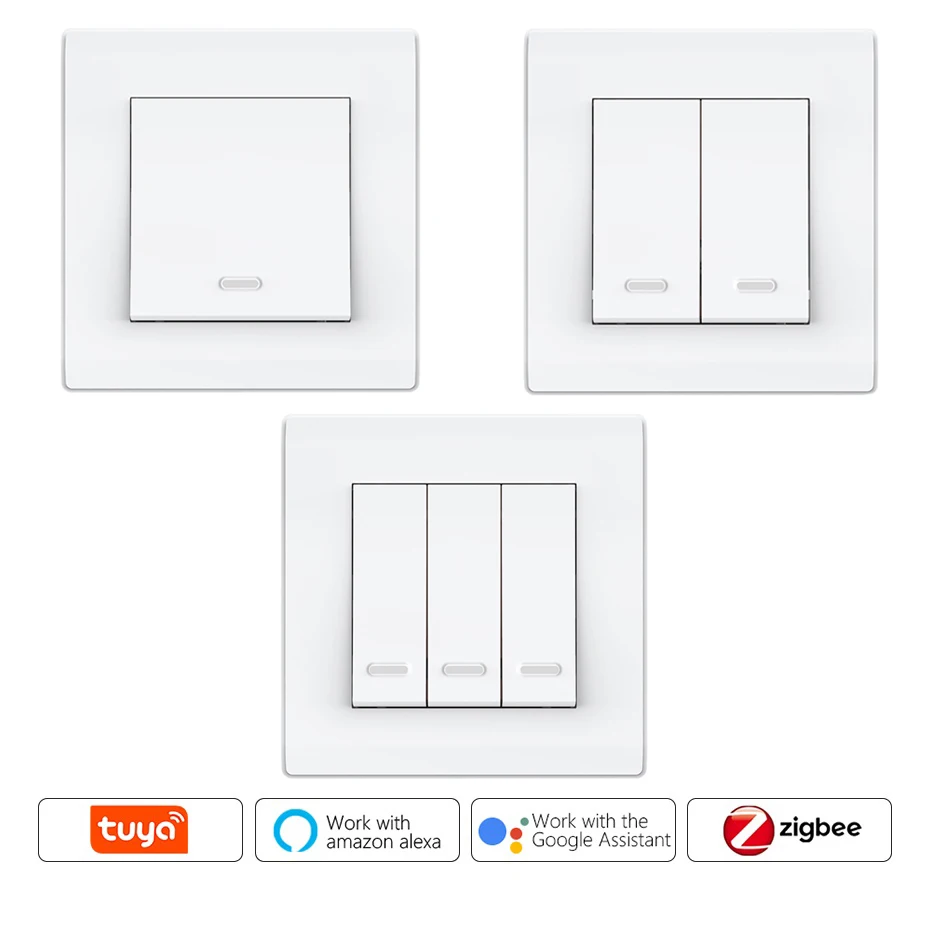 Tuya Smart Life WiFi Wireless Remote Wall Switch Voice Control EU LED Light Switch Smart Home Alexa Google Assistant Yandex