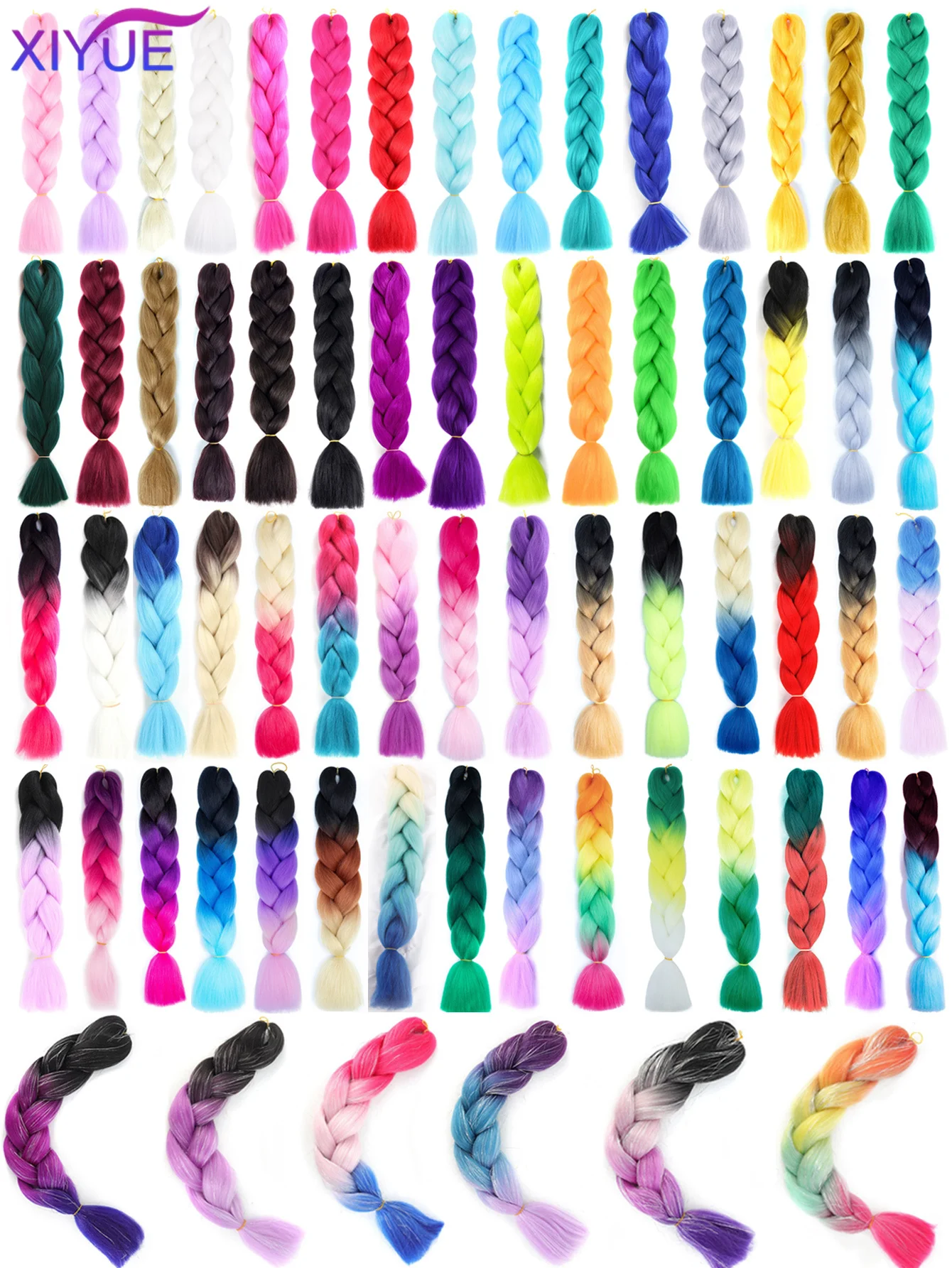 24 polegadas trança de cabelo sintético jumbo trança ombre jumbo extensão do cabelo para mulheres diy tranças de cabelo roxo rosa amarelo cinza lihu