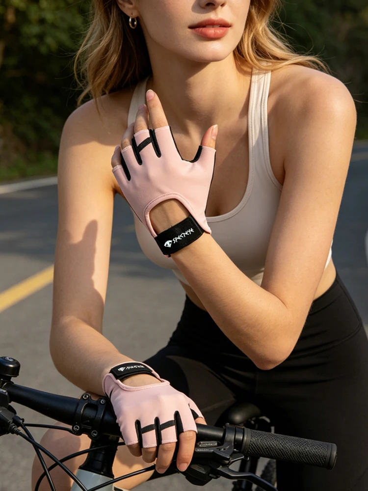 AliExpress Women Pink Half Finger Fitness Gloves Anti-Slip Breathable Gym Gloves For Weight Lifting Training Cycling Yoga
