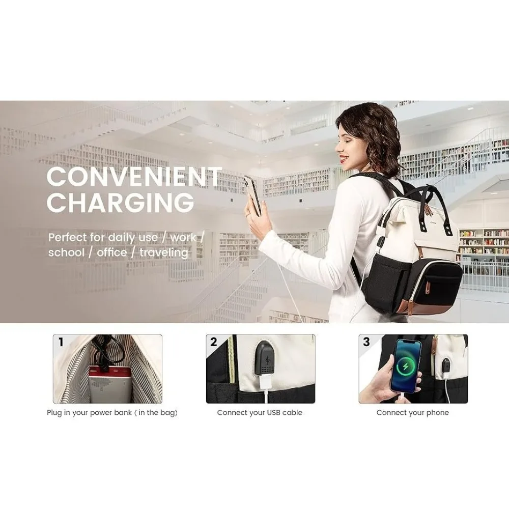 حقيبة ظهر ذات سعة كبيرة مقاومة للماء مع منفذ شحن USB حقائب ظهر مدرسية للسفر والعمل حقيبة مضادة للسرقة للسفر