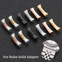 20mm Stainless Steel Curved End Link for Rolex for Submariner Watch Band Rubber Leather Watch Strap Seamless Connection 2pcs