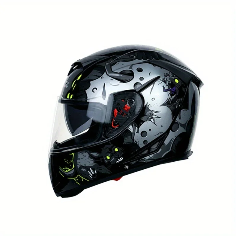 Capacete de motocicleta de rosto inteiro Gluttonous Rats, viseira dupla, equipamento de segurança ABS para homens e mulheres, legal, bicicleta elétrica