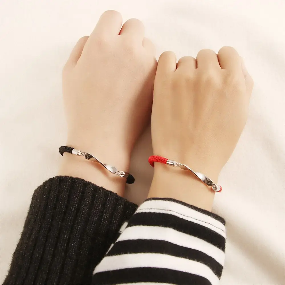 Women Jewelry Accessories Wave Alloy Men Weaving Rope Friend Bracelet Mobius Ring Couples Bracelets Hand Rope