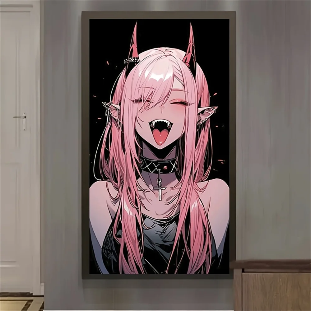 أنيمي شيطان فتاة قماش المشارك ديكور المنزل الحديث غرفة المعيشة غرف نوم أو المهاجع خلفية القماش العلم انمي ياباني #1