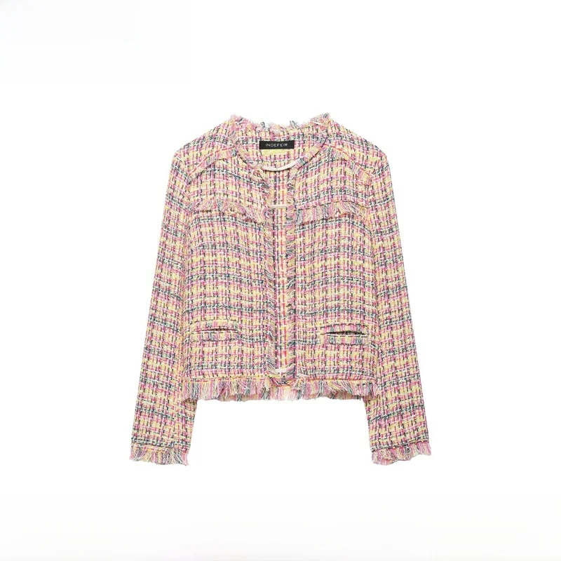 Spring Summer New Arrival Women's Fashion Versatile Fringe Structure Suit Jacket Short Style Button Closure Polyester Fiber