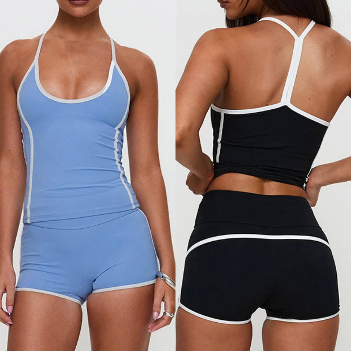 

2 Pieces Yoga Set spicy girl Workout Outfits Fitness Sportswear Gym High Waist shorts Sports Bra tank top Athletic Wear Women