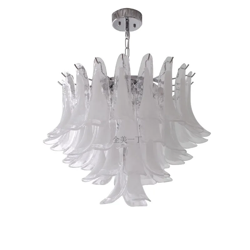 

French light luxury duplex staircase chandelier American living room
