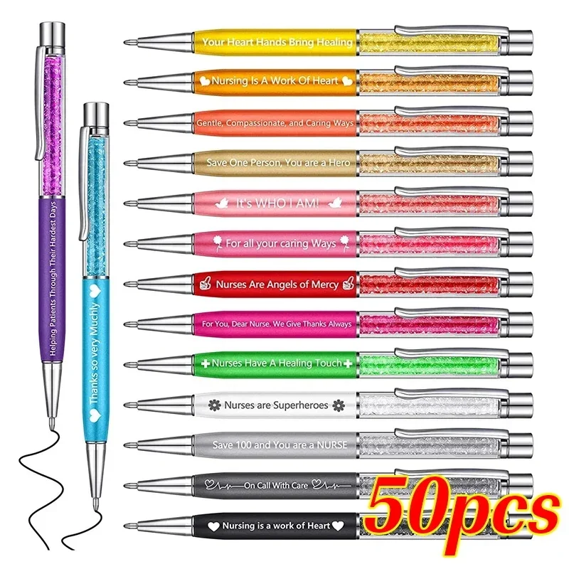 

50Pcs/Lot Metal Handwritten Ballpoint Pen Free Custom Logo Cute Wedding Birthday Gift Gel School Office Lettering Signature