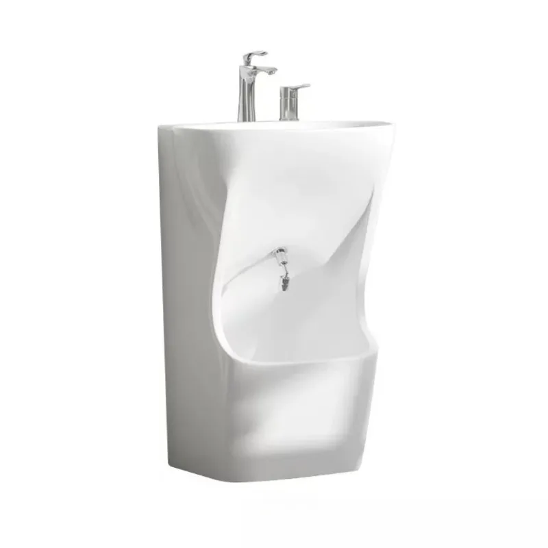 Column basin, face wash foot double basin, balcony integrated ceramic hand wash foot column basin high temperature