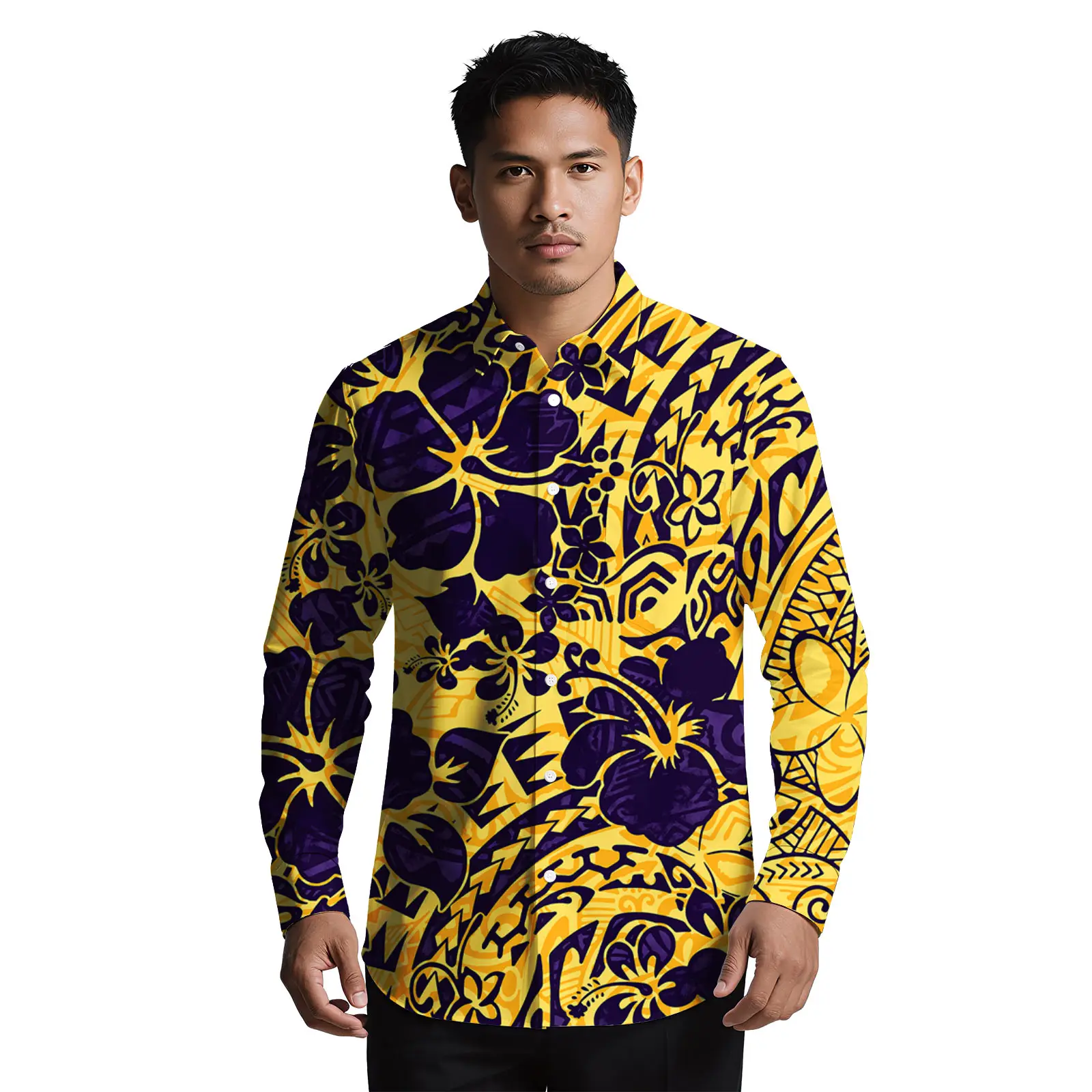 مخصص طباعة رجال الأعمال الملابس البولينيزية شخصية بلايز ساموا الرجال الرسمي كم طويل تي شيرت هاواي ألوها القمصان #6