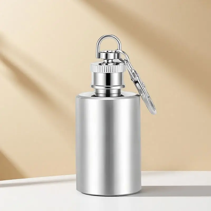 Mini 1oz Stainless Steel Hip Flask: Pocket Key Chain Lightweight Durable Steel Flagon