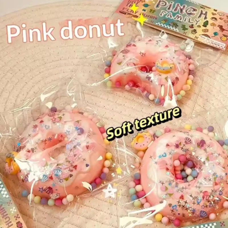 Plush Cat Paw Cake Squishy Toy Slow Rising Stress Relief Simulated Donut Shape Soft Desk Decor