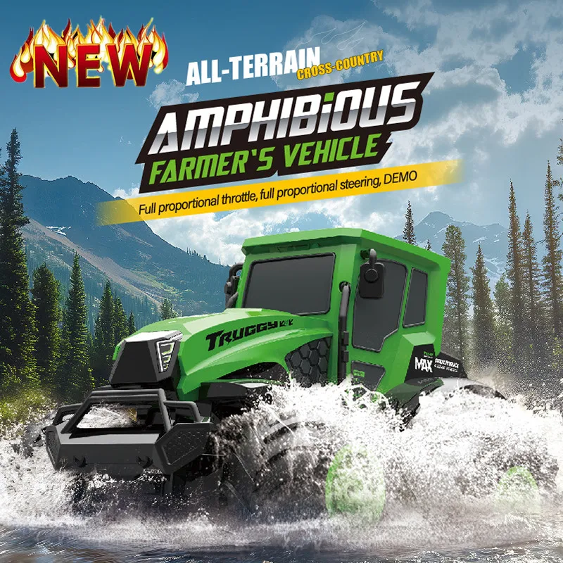

2.4 GHz Waterproof RC Trucks Amphibious Remote Control Car 4WD All Terrain Off-Road Pickup Gifts for Kids Boys