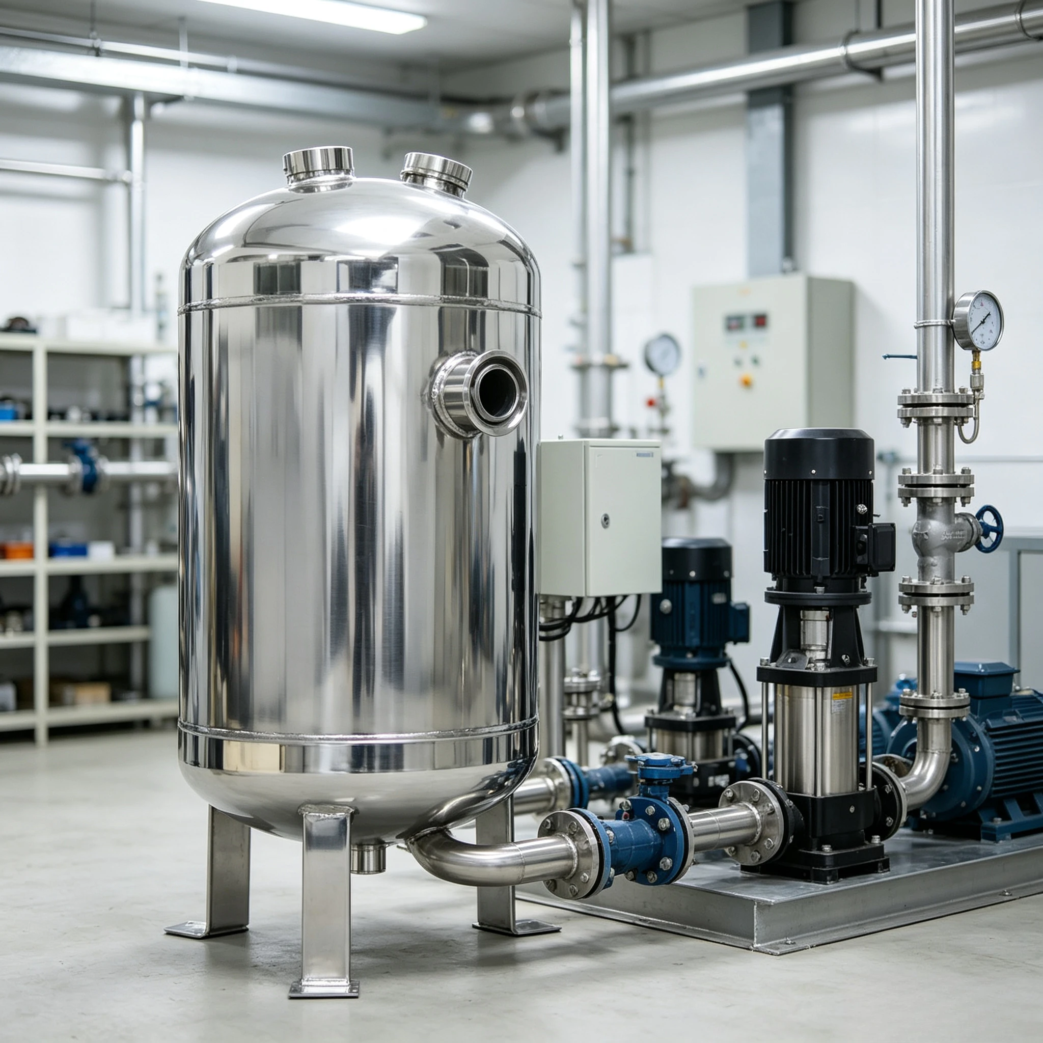 1L-5L Vertical 304 Stainless Steel Tank Vacuum Buffer Pressure Vertical Gas Storage Tank Withstand Pressure ≤1.25Mpa