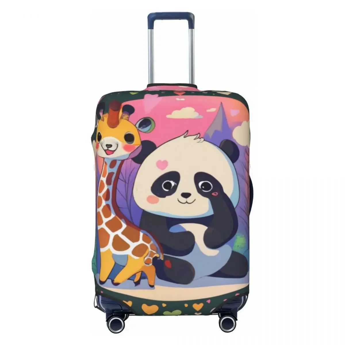 Cartoon Animal Suitcase Cover Retro Panda Giraffe Cute Vacation Business Strectch Luggage Accesories Protection