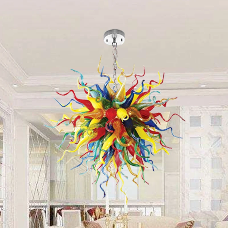 Colorful Chandelier for Home Decoration American Style Hand Blown Glass Pendant Lamp Art Lighting