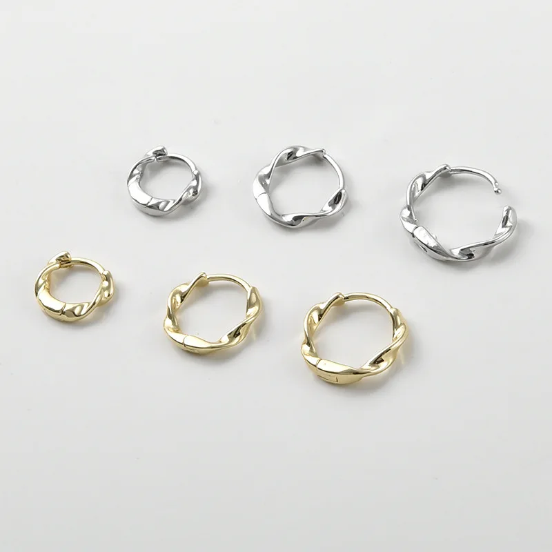 Premium Sense 14k Gold Bag Plain Ring Twist Twist Earrings DIY Simple Versatile Earrings Ear Buckle Accessories Material