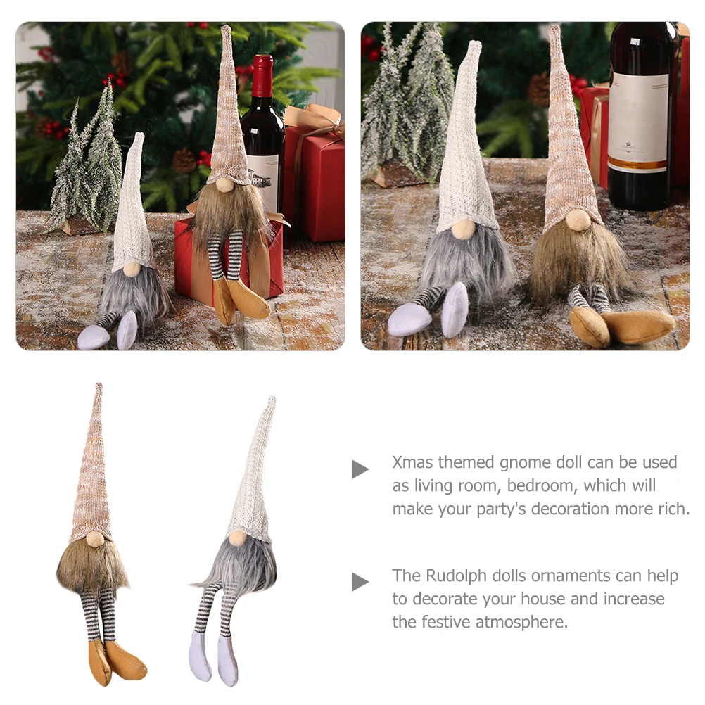 

2pcs Christmas Desktop Decoration 39GreenHat Holiday Table Decorations Man Elder KnittedAntler Gnome
