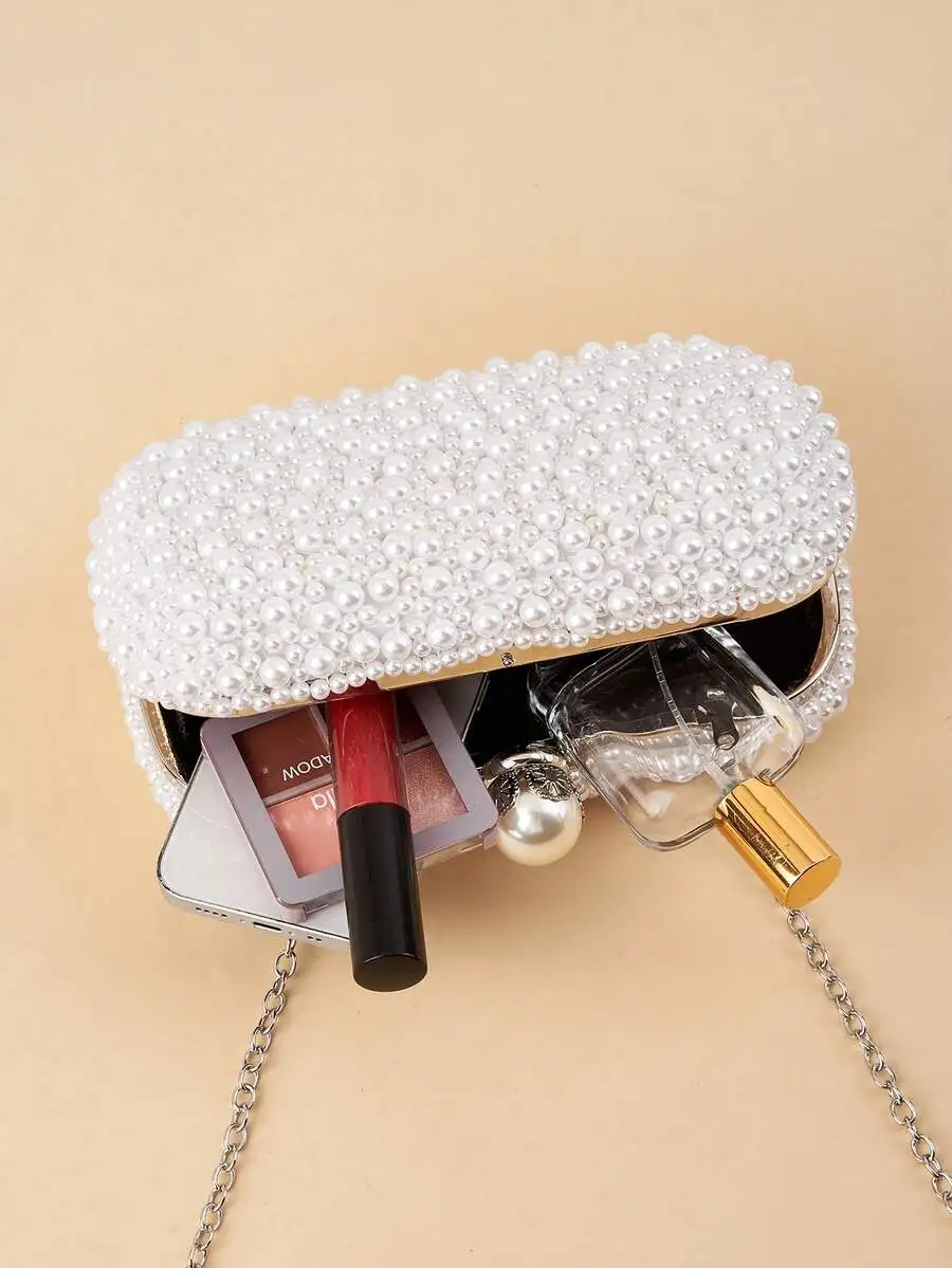 

Pearl Clutch Purse Evening Handbag Formal Dress Bag Fashion Shoulder Crossbody Bridal Prom Party Bag