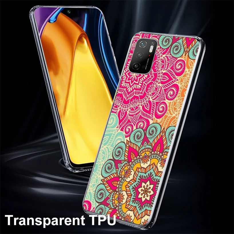 Totem Mandala Colorful Flower Phone Case For Xiaomi Poco X6 X5 X4 X3 Nfc F6 F5 Pro F4 Gt F3 F2 F1 M5S M4 M3 Personalized Print C