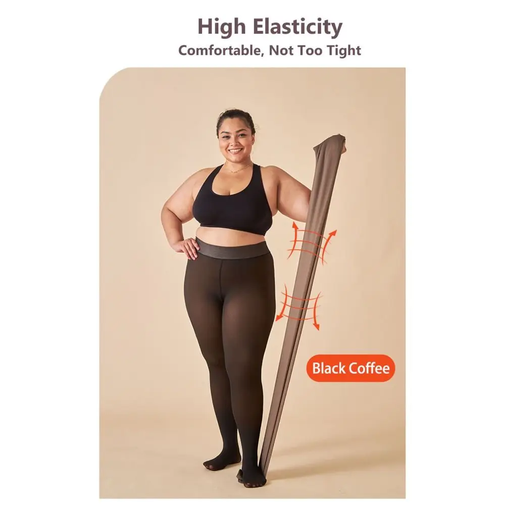 Sexy pele colorida velo forrado collants grosso cintura alta falso translúcido leggings plus size meia-calça quente para mulher