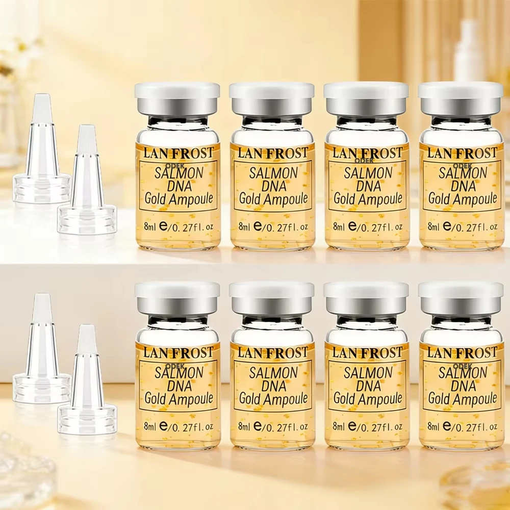Pro Korean 8ml Salmon DNA Gold Ampoule Skin Booster Serum Kit BB Brightening Moisturizing for Face 0.3mm Microneedle Serum 1 Set