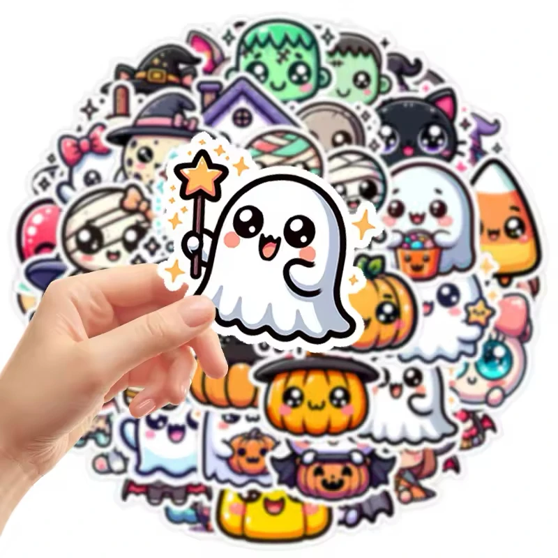 50PCS  Halloween Stickers Cute Cartoon Pumpkin Luggage Phone Graffiti Laptop Wall Scrapbook Motorcycle DIY Gifts