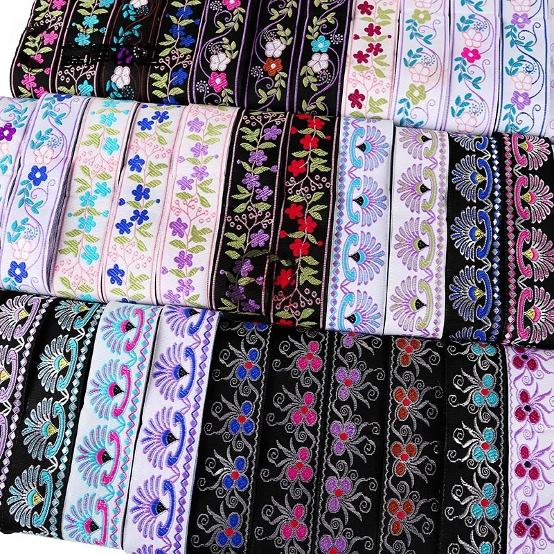 7 m/rotolo Nastro jacquard vintage Tessitura ricamata etnica Boho Lace Trim per accessori di abbigliamento da cucito fai-da-te