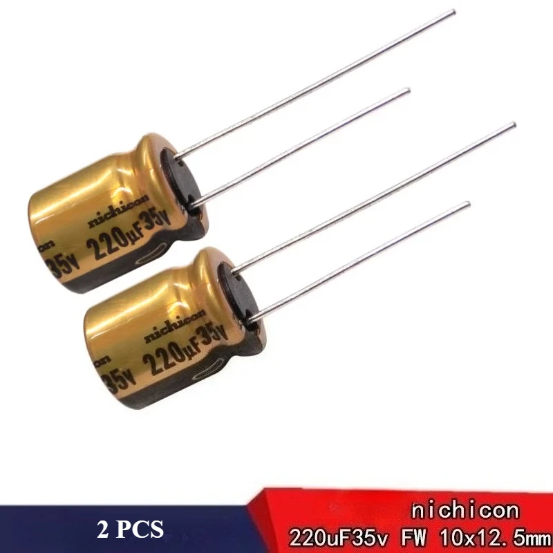 (2PCS) 35V220uF nichicon FW 220uF 35v Audio aluminum electrolytic capacitor 10*12.5mm