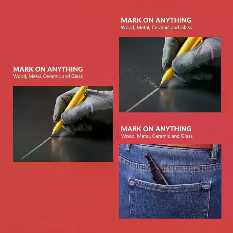 

2.8 Mm Carpenter's Pencil Set With Protective Cover And Sharpener 2B Leads Woodworking Tools Carpenter Engineers Supplies