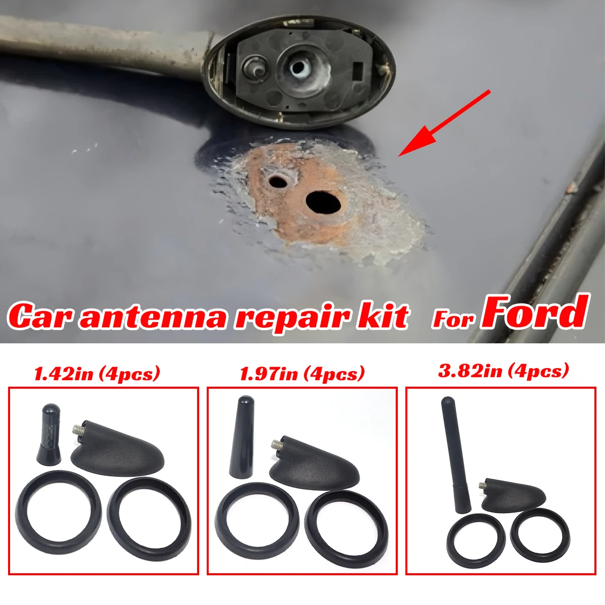 

AM/FM Antenna Bee Sting Aerial Mast Radio Roof Mount Short Rod Gaskets Base Seal For Mondeo 4 Focus 2 Fiesta Mk5 Kuga Transit