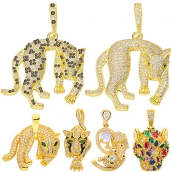 Juya Handmade Micro Pave Zircon 18K Gold Plated Animal Panther Lion Leopard Charms For DIY Women Luxury Pendant Jewelry Making