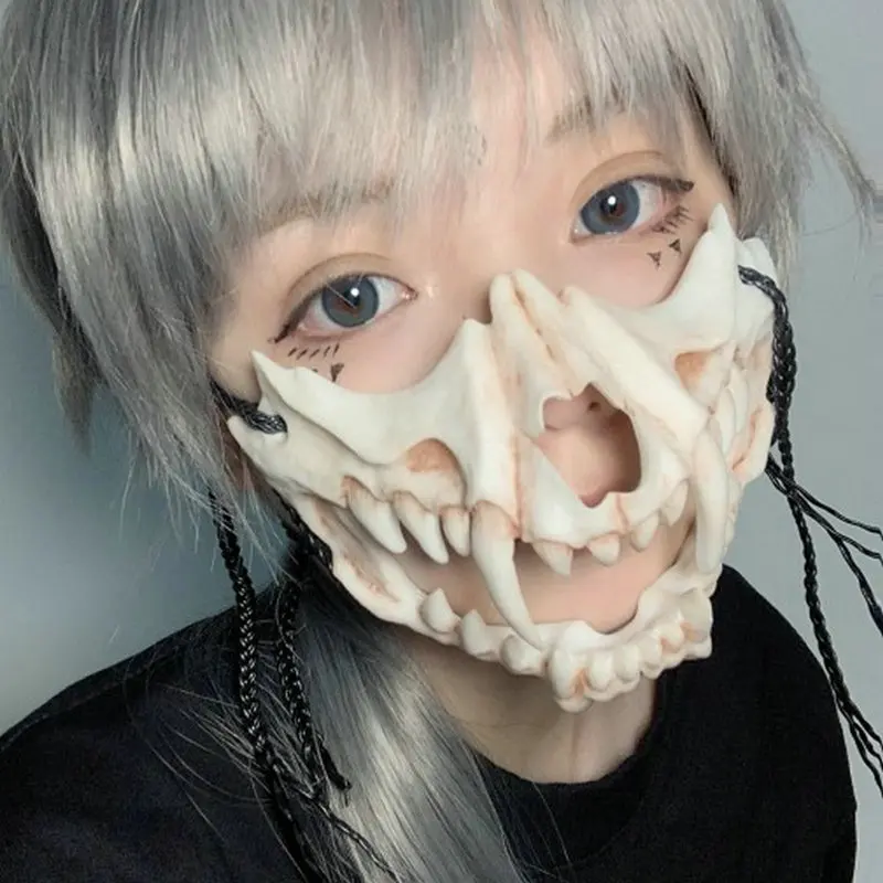Halloween Skull Party Mask Anime Dragon God Skeleton Half Face Masks Bone Skull Animals Mask Cosplay Dance Prom Costume Props