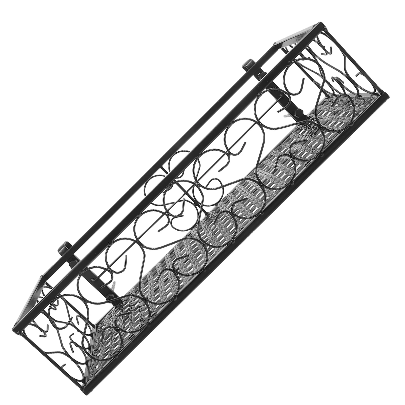 1 قطعة حامل زهور الشرفة معلق سياج جبل الثقيلة درابزين حديد حامل النبات للمنزل حديقة مقهى ديكور أسود