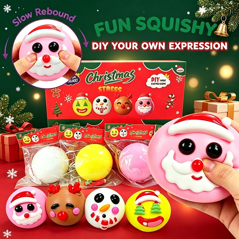 Christmas Limited DIY Ugly Face Dog Squishy Fidget Toy Flour Filling Slow Rebound Decompression Ball ADHD Autism Holiday Gifts