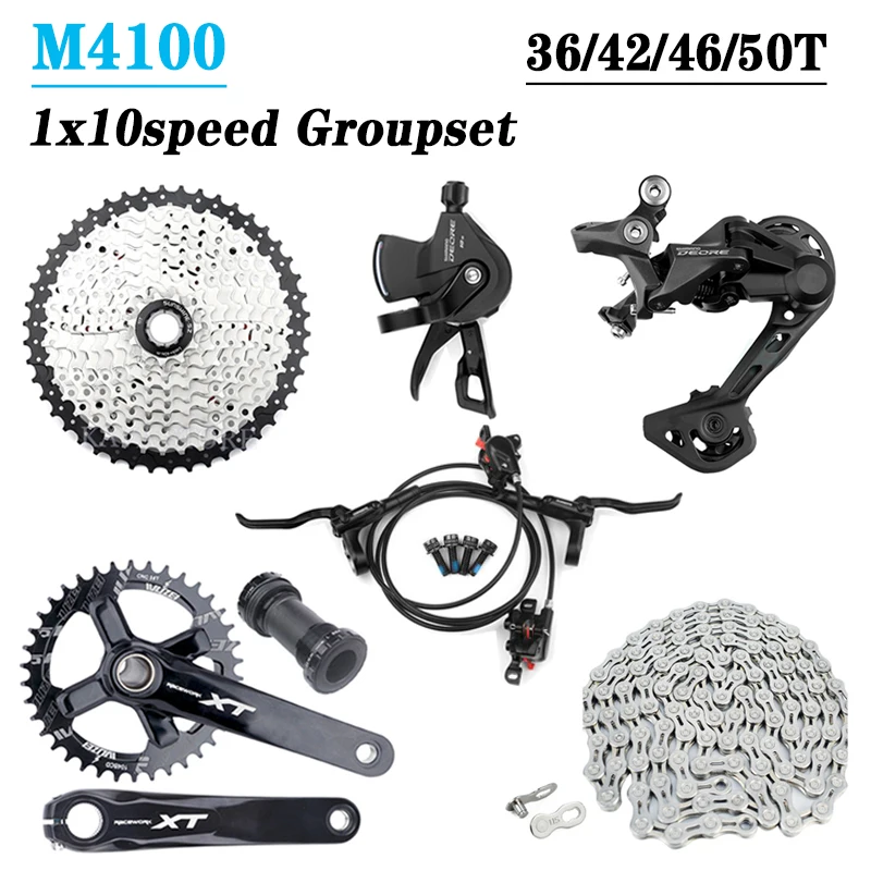 10 Speed Deore M4100 Bike Derailleurs M4120 Shifter With MT200 Brake VG X10 Chain Flywheel 42/46/50T Cassette 10V MTB Groupset