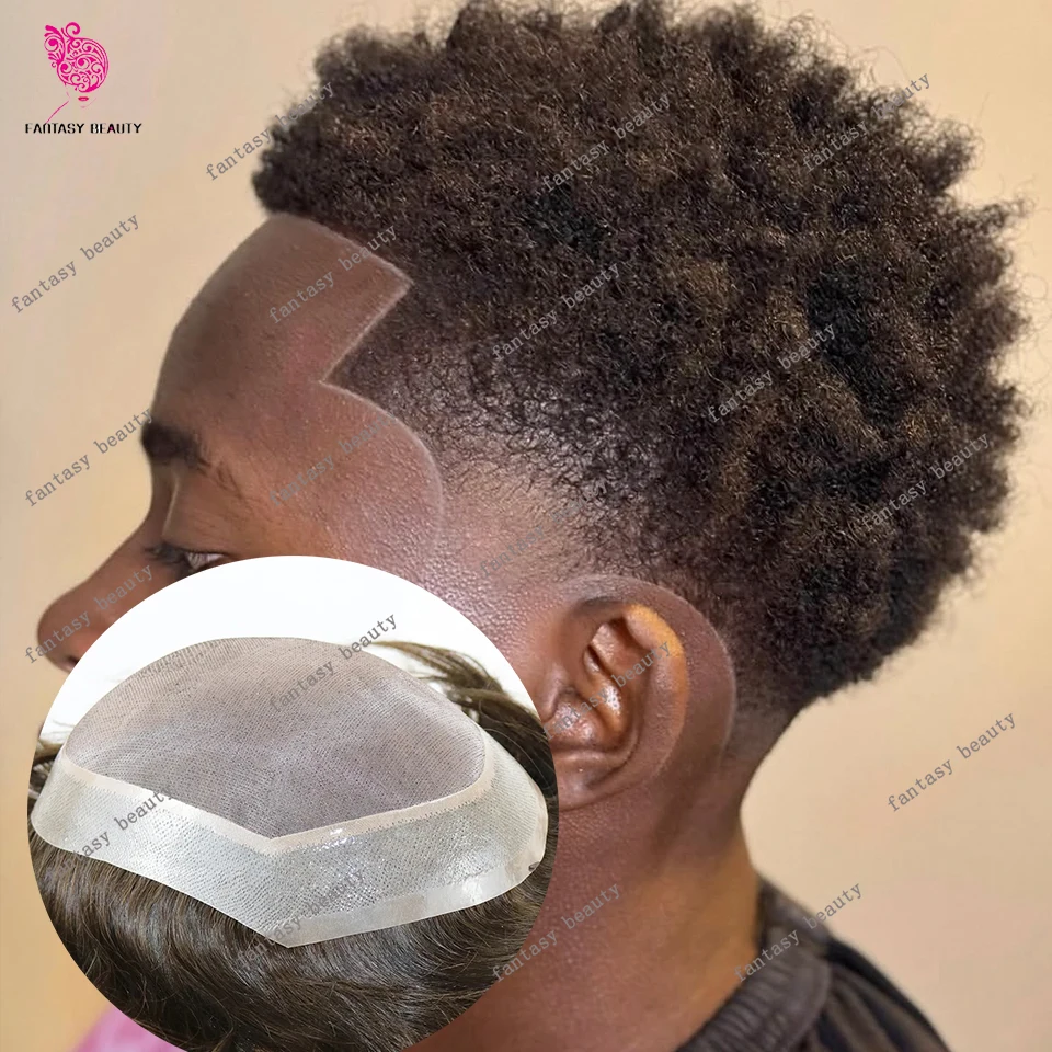 

Undetectable Super Natural Hairline Afro Black 4mm 6mm Tight Curly Human Hair Prosthesis System Durable Mono Lace PU Hairpieces