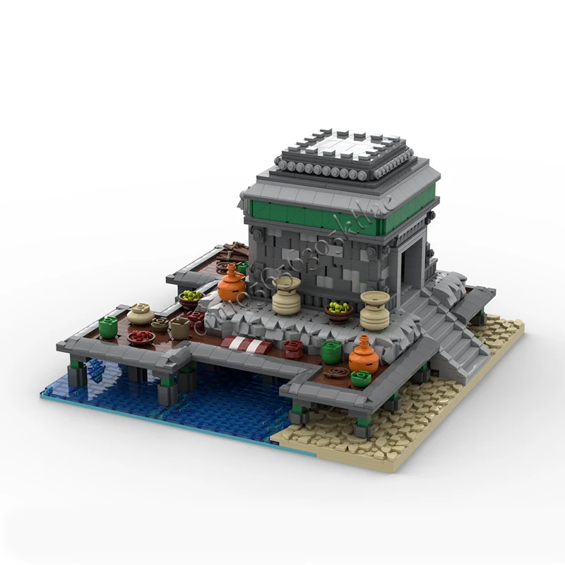 2950개 조각 하우스 스트리트 무역 부두 얕은 해저 MOC 맞춤형 모듈식 블록 어린이 인기 DIY 크리스마스 장난감 선물