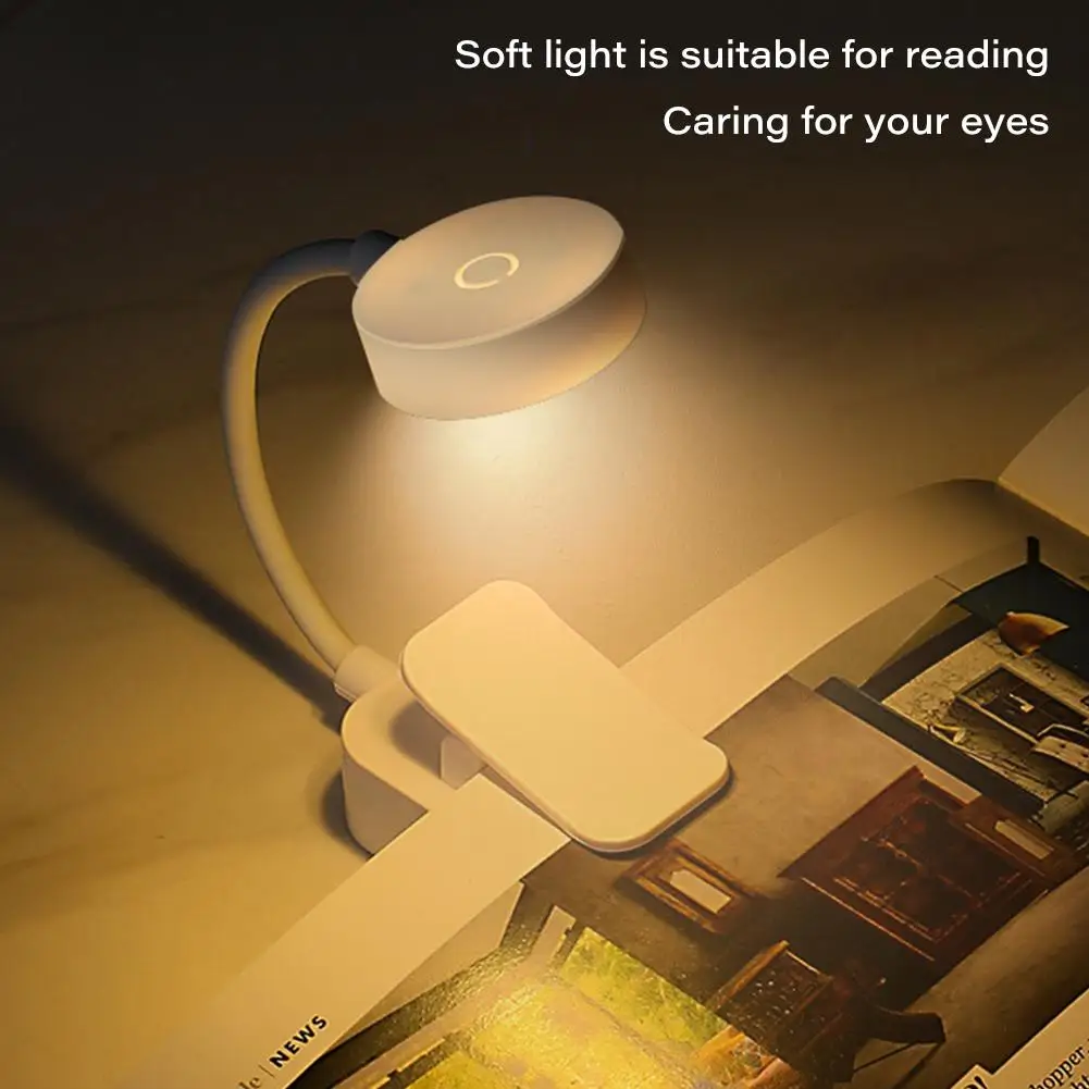 

Mini Clip Book Lamp LED Table Lamp Eye Protection 3 Colors Battery Powered USB Night Light Portable Bedside Student Reading Lamp