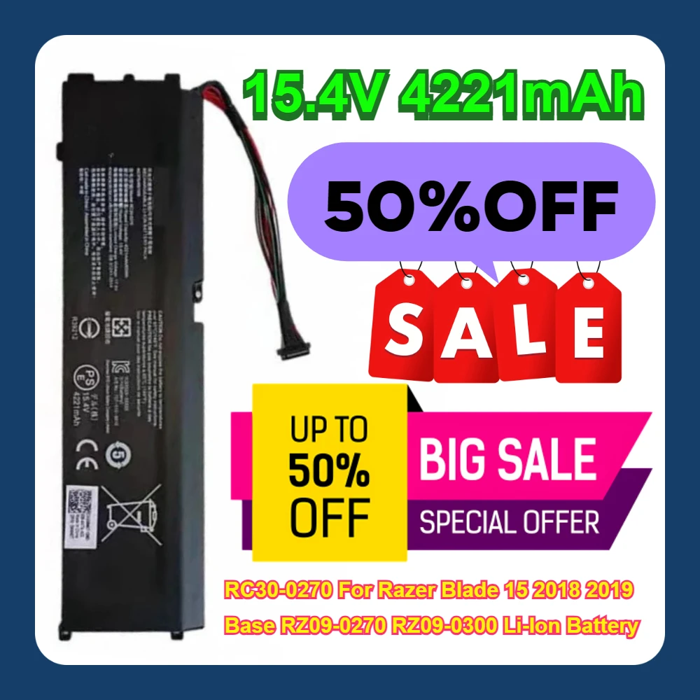 15.4V 4221mAh RC30-0270 For Razer Blade 15 2018 2019 Base RZ09-0270 RZ09-0300 Li-Ion Battery