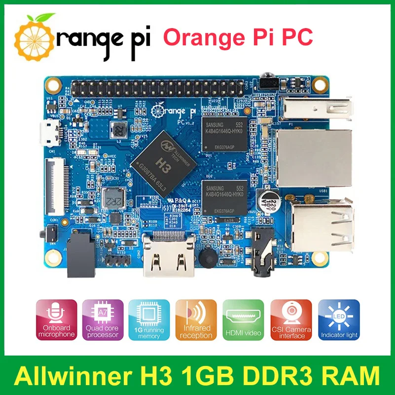 

Мини-ПК Orange Pi PC, 1 ГБ ОЗУ, Allwinner H3, четырехъядерный процессор, одна плата разработки, работает на Android, Debian, Ubuntu