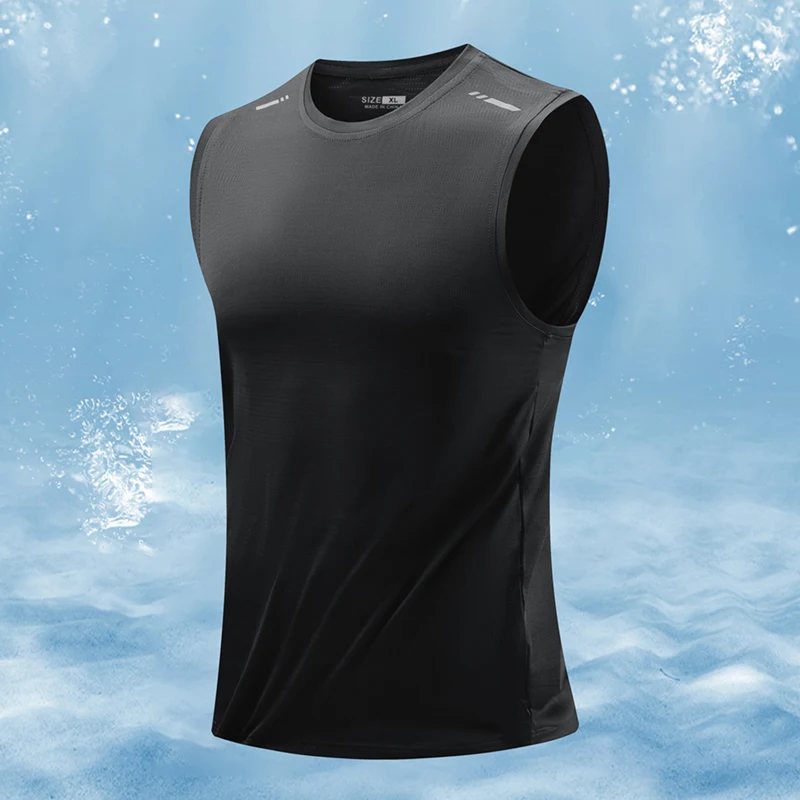 Summer Quick Dry Breathable Male Vest Casual Loose Solid Color Singlets Fashion Sleeveless Shirt Outdoor Running Sports Tank Top