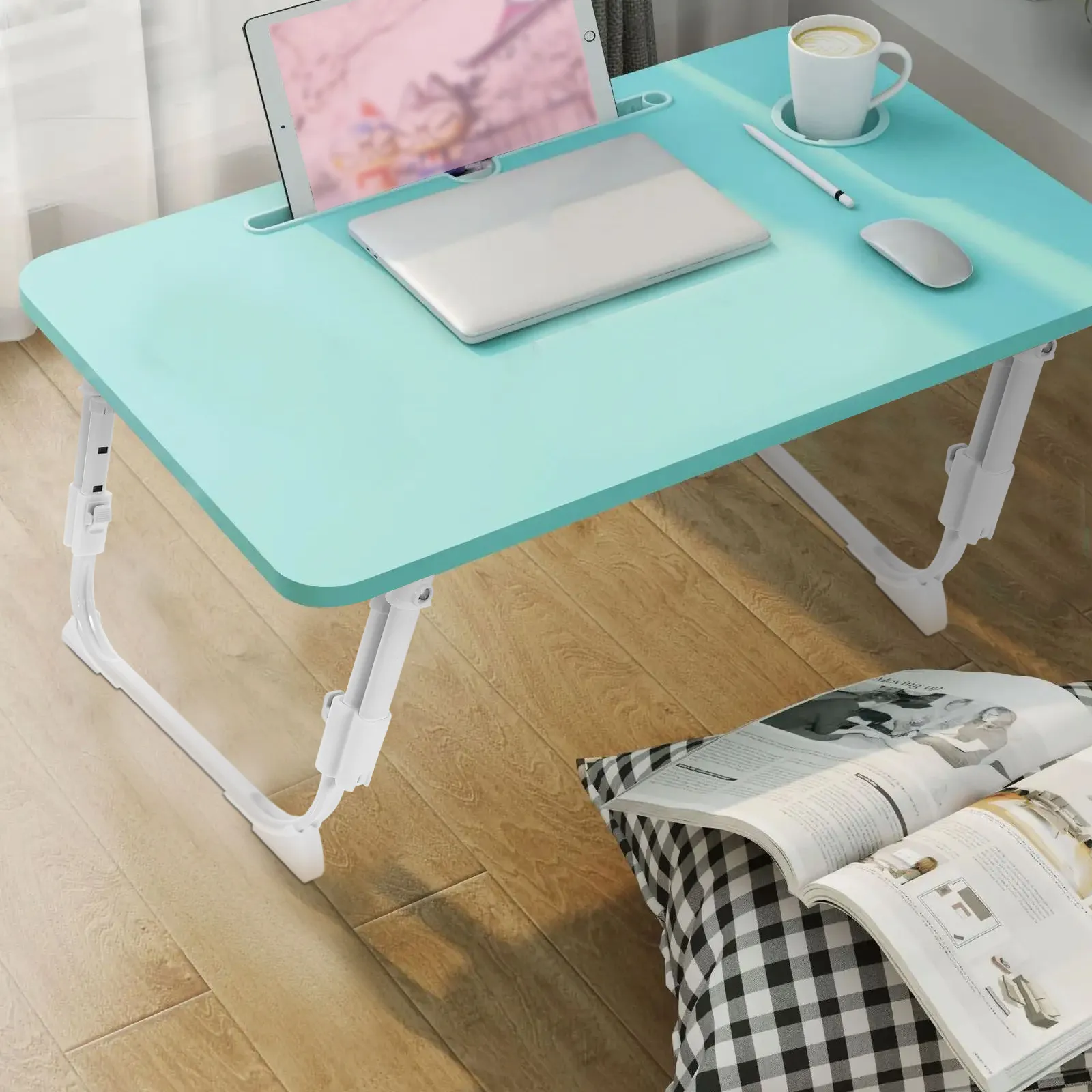 

U-Shaped Desk Leg Self-Locking Foldable Bed Table Legs Durable ABS Metal Nonslip Bottom Easy Installation Storage