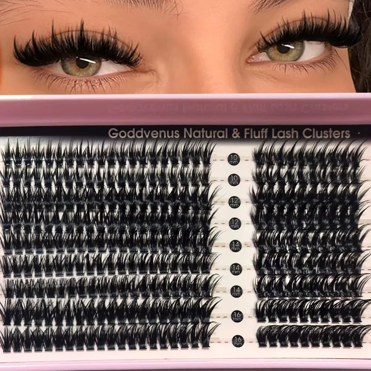 HBZGTLAD 9 Reihen flauschige Cluster-Wimpern 50D-200D, natürliche, dicke Wimpern-Cluster, D, einzelne Wimpern, DIY-Wimpernverlängerung