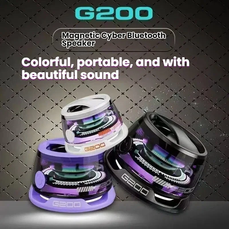 سمّاعات بلوتوث محمولة هيكات G200 RGB الإضاءة مكبر صوت مغناطيسي BT5.3 صندوق صوت صغير 7 ساعات تشغيل حامل هاتف #4