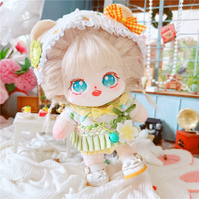 

5Pcs Kawaii Green Flowers Garden Doll Clothes for 20cm Cute Soft Idol Dolls Outfit Accessories Girls Plushies Cotton Dolls Toys