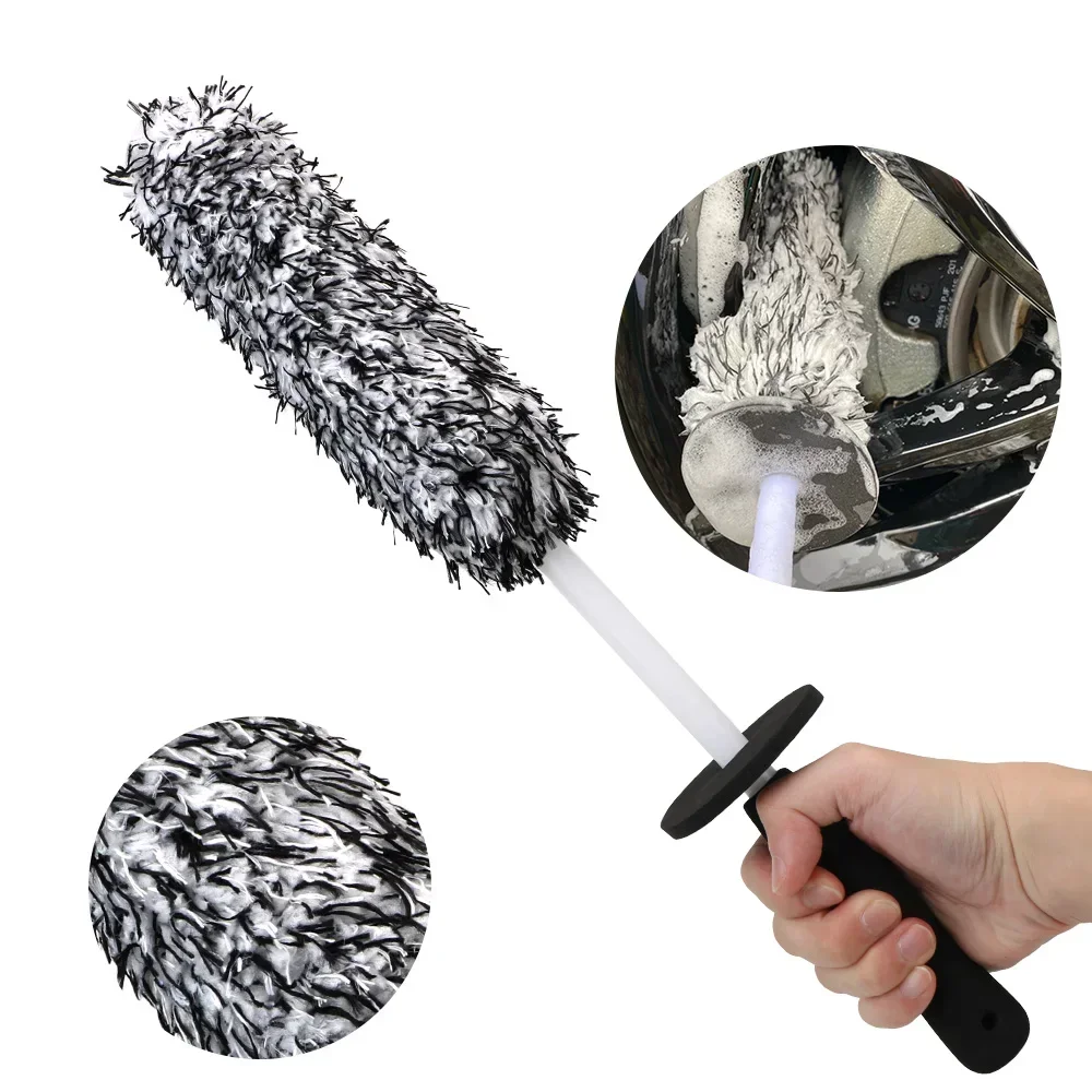 Car Wash Microfiber Wheels Brush Non-Slip Ultra Soft Car Cleaning Gloves Mitt Car Wheel Spokes Brushes Car Accessories