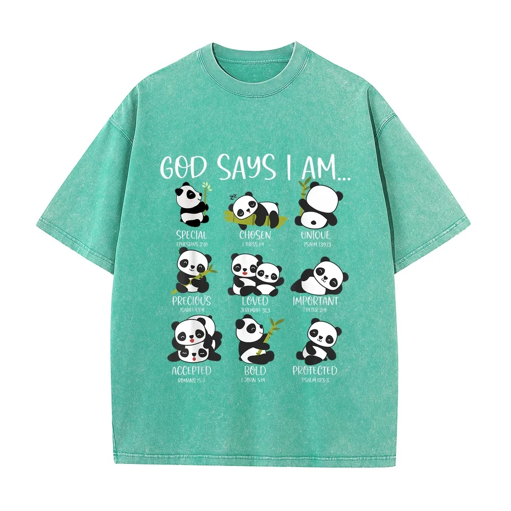 God Say I Am Cute Anime Panda Bible Quotes T-Shirt Custom Tee Shirt T Uomo Firmate Summer 100 Cotton Verse Men Graphic Short