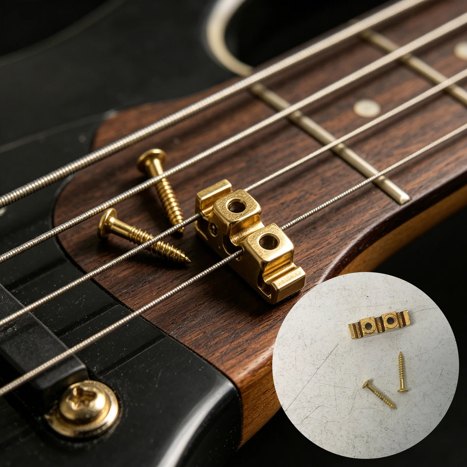 1pc Four-String Electric Bass String Retainer Zinc Alloy Gold for Bass Head Lock String Guide